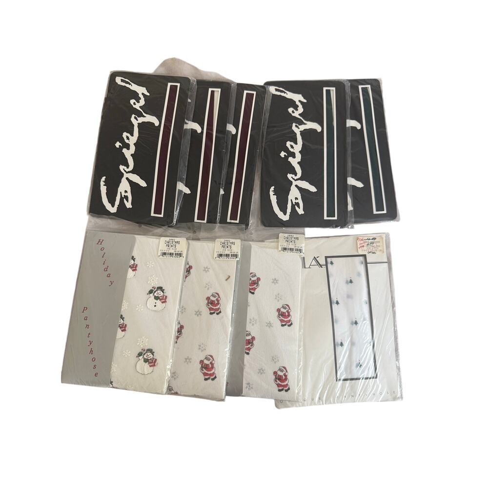 Vintage Deadstock Holiday & Colored Pantyhose Lot | Christmas Prints | Spiegel |